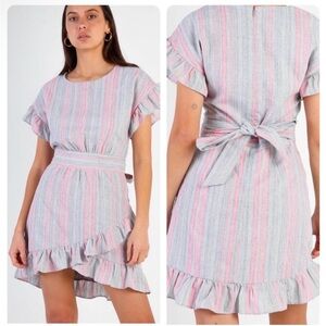 Aiden Striped Ruffle Detail Dress